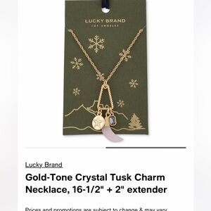 Lucky Brand Gold-tone Crystal Tusk Charm Necklace